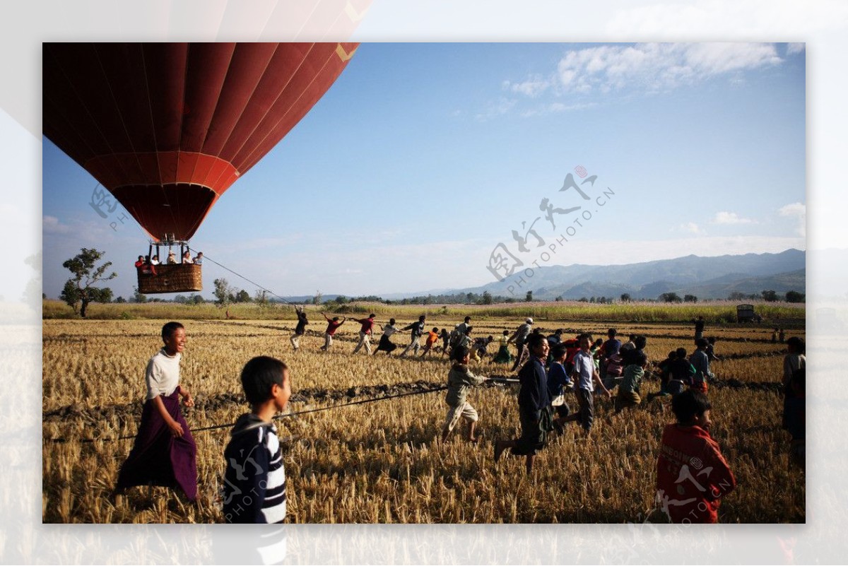 缅甸蒲甘热气球图片