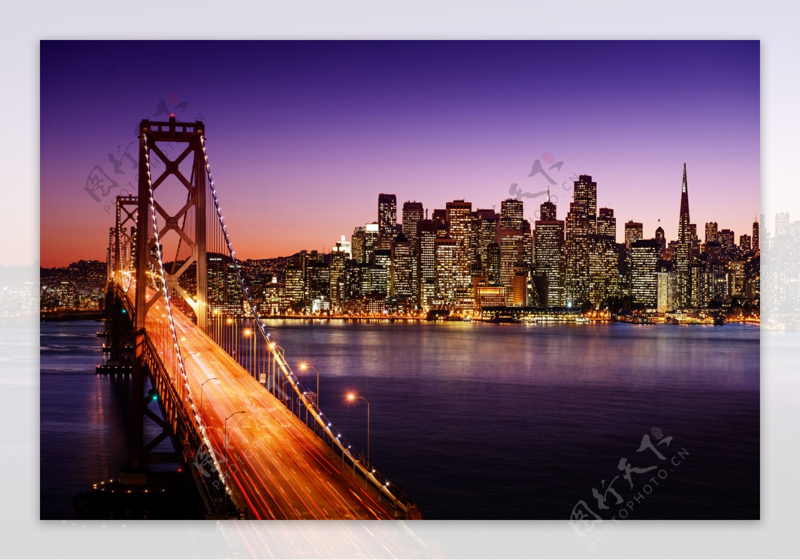 旧金山海湾大桥夜景图片