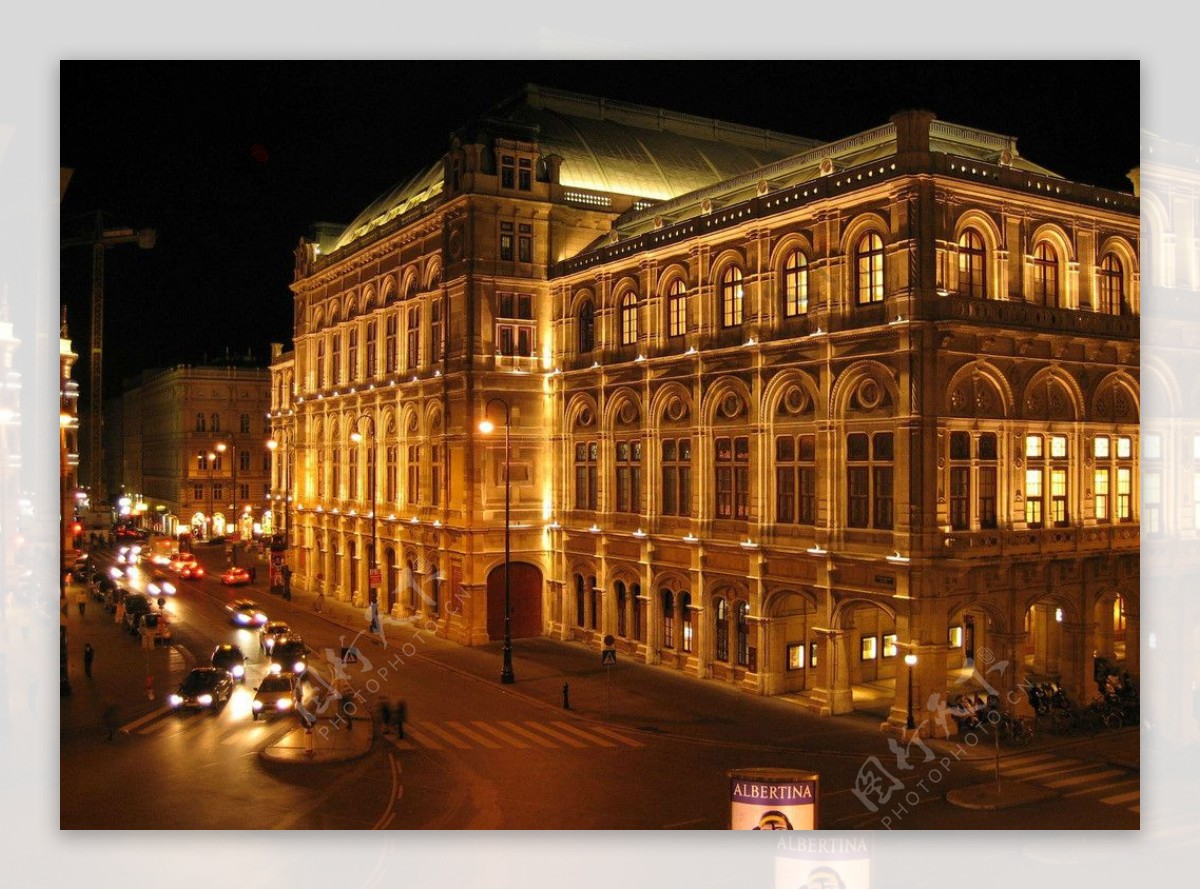 奥地利维也纳国家歌剧院夜景图片