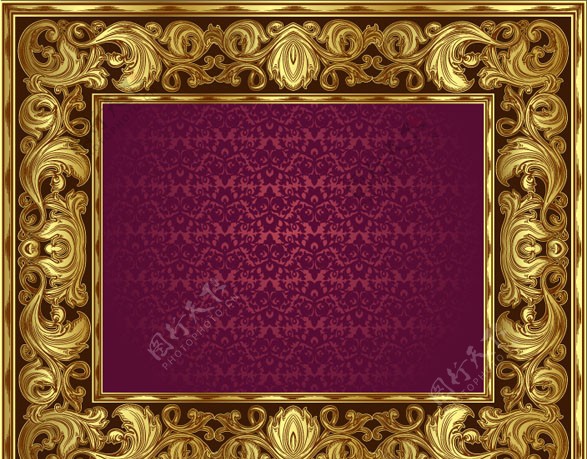 欧式金色花纹边框图片