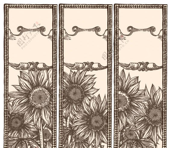 古典花卉花朵banner矢量素材图片