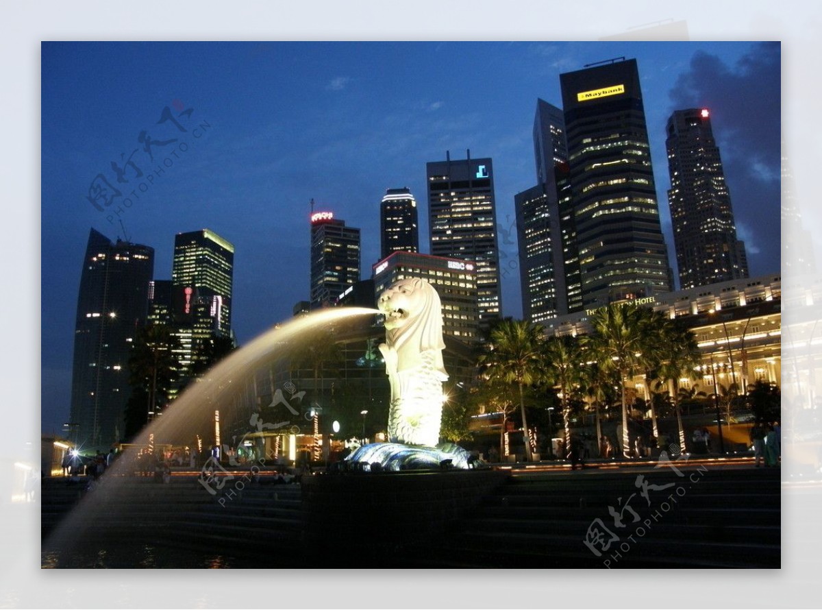 新加坡海滨湾夜景图片