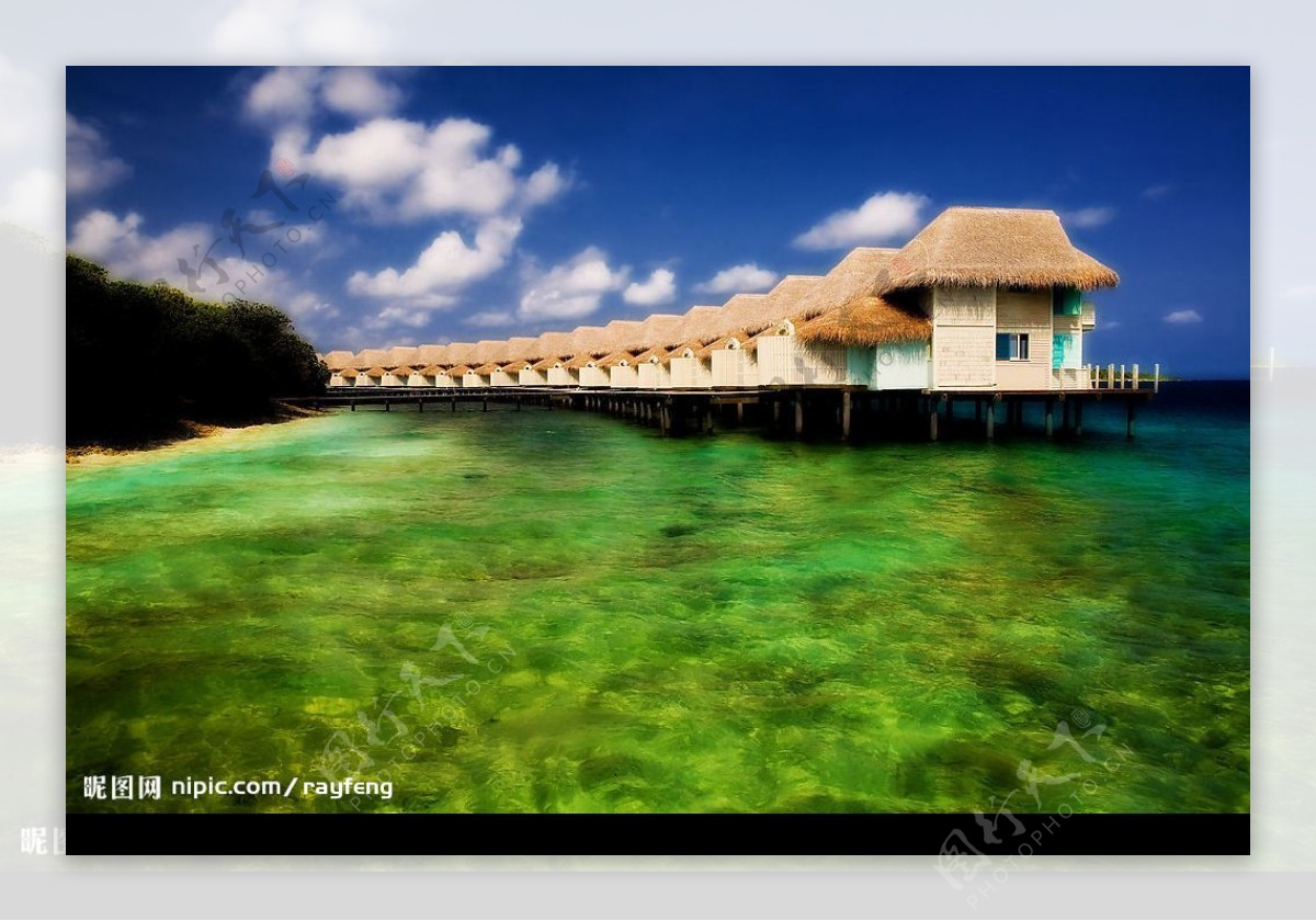 马尔代夫玉桂岛水上屋图片