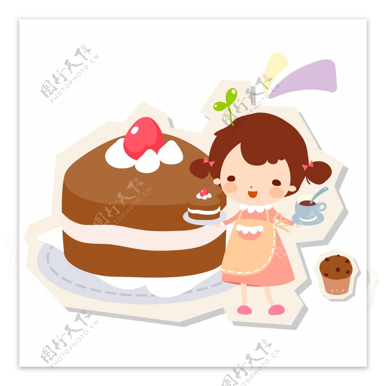 制作蛋糕的围裙女生图片