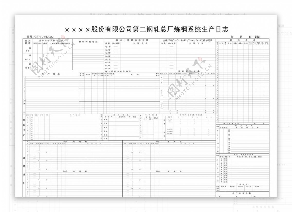 钢轧厂炼钢系统生产日志图片