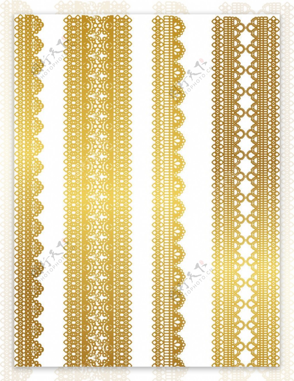 金色花纹花边框装饰素材图片