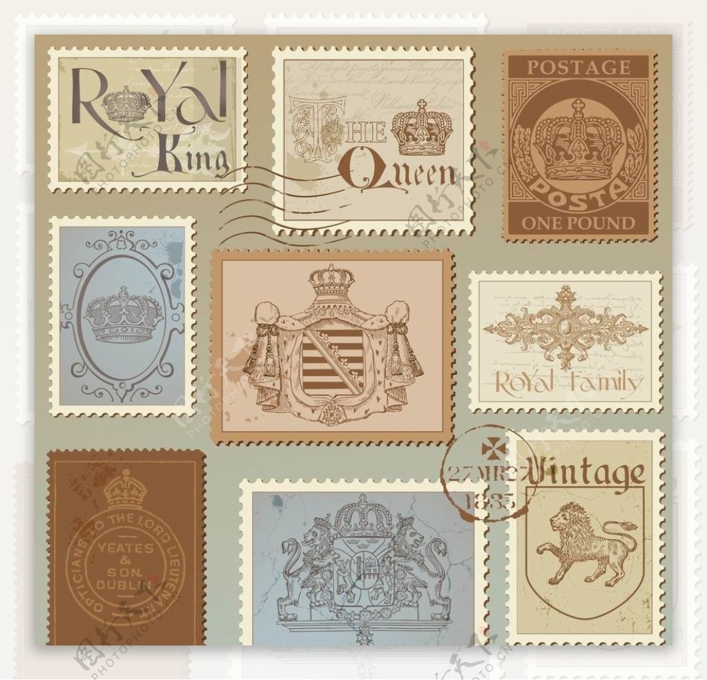 皇家怀旧邮票邮戳图片