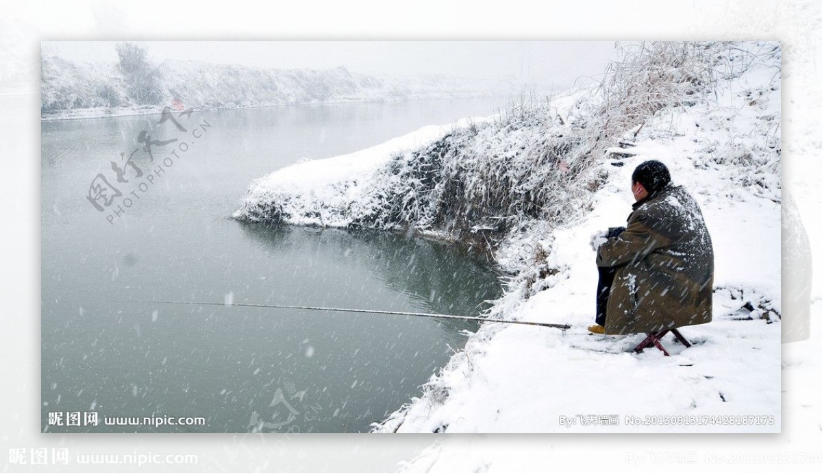 风雪独钓图片