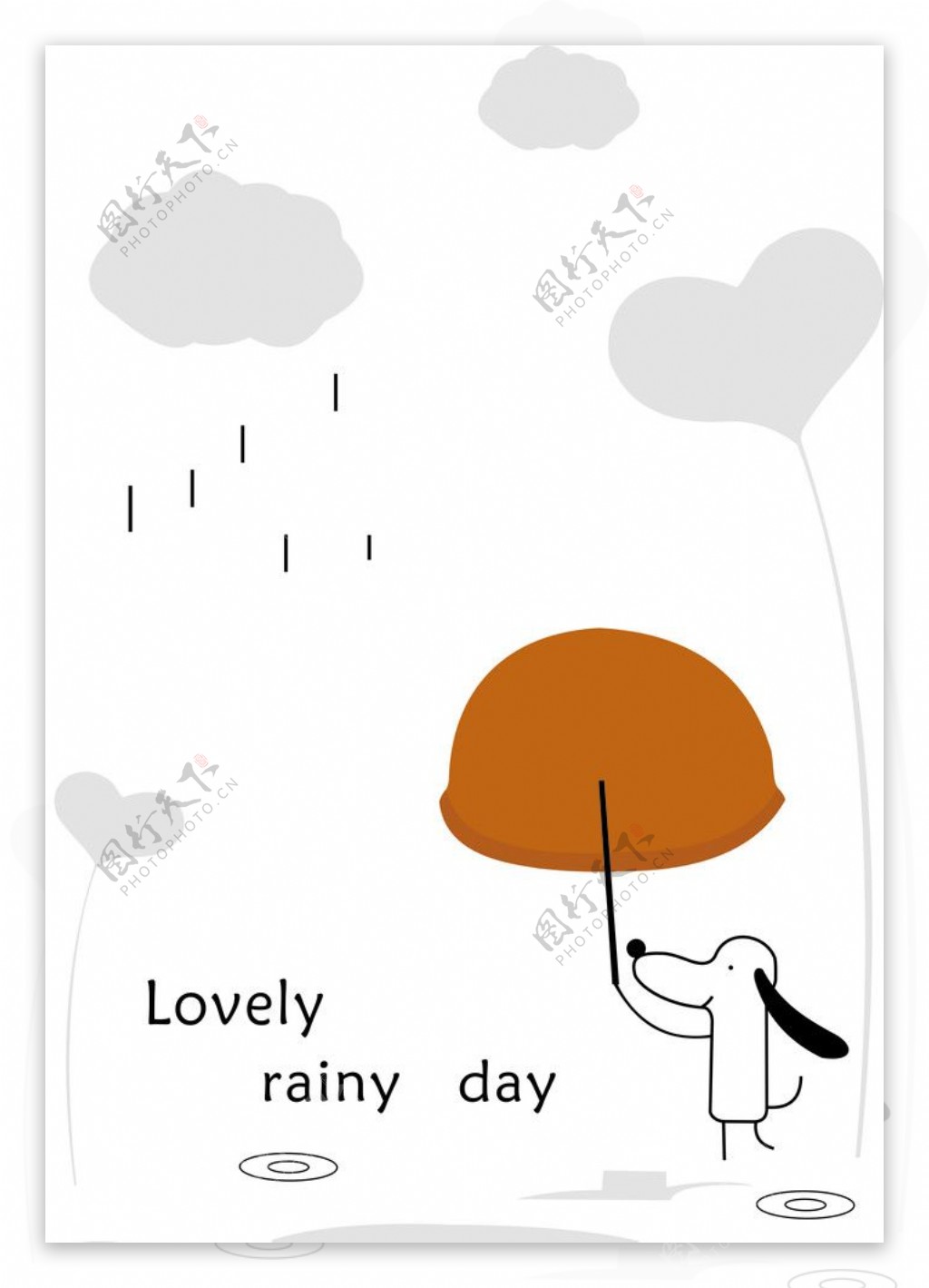 雨中漫步小狗图片