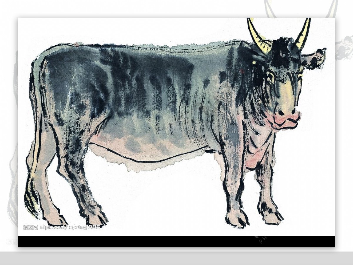水墨风格的牛图片