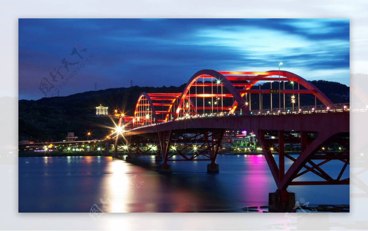 城市大桥夜景图片