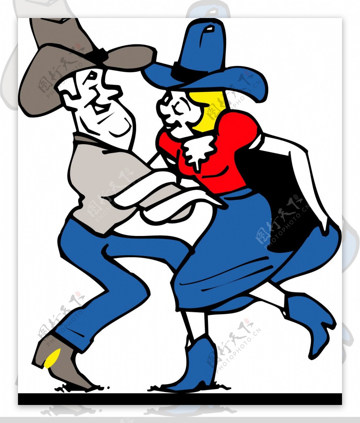 牛仔双人舞卡通版图片