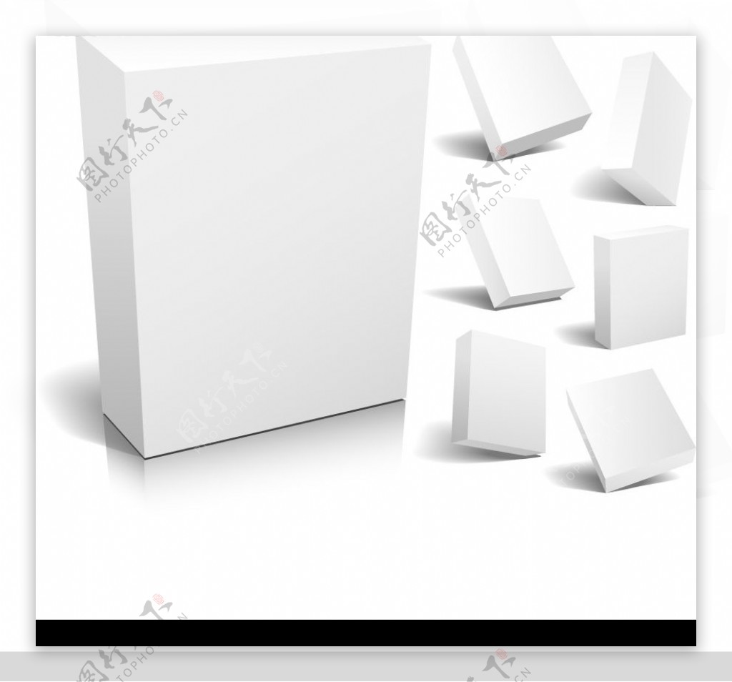 各种角度的3d空白包装盒图片