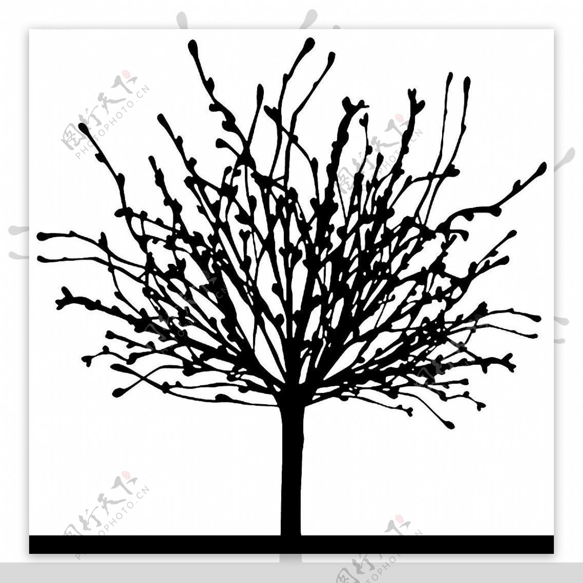 各种黑白手绘树图片素材-编号06095819-图行天下