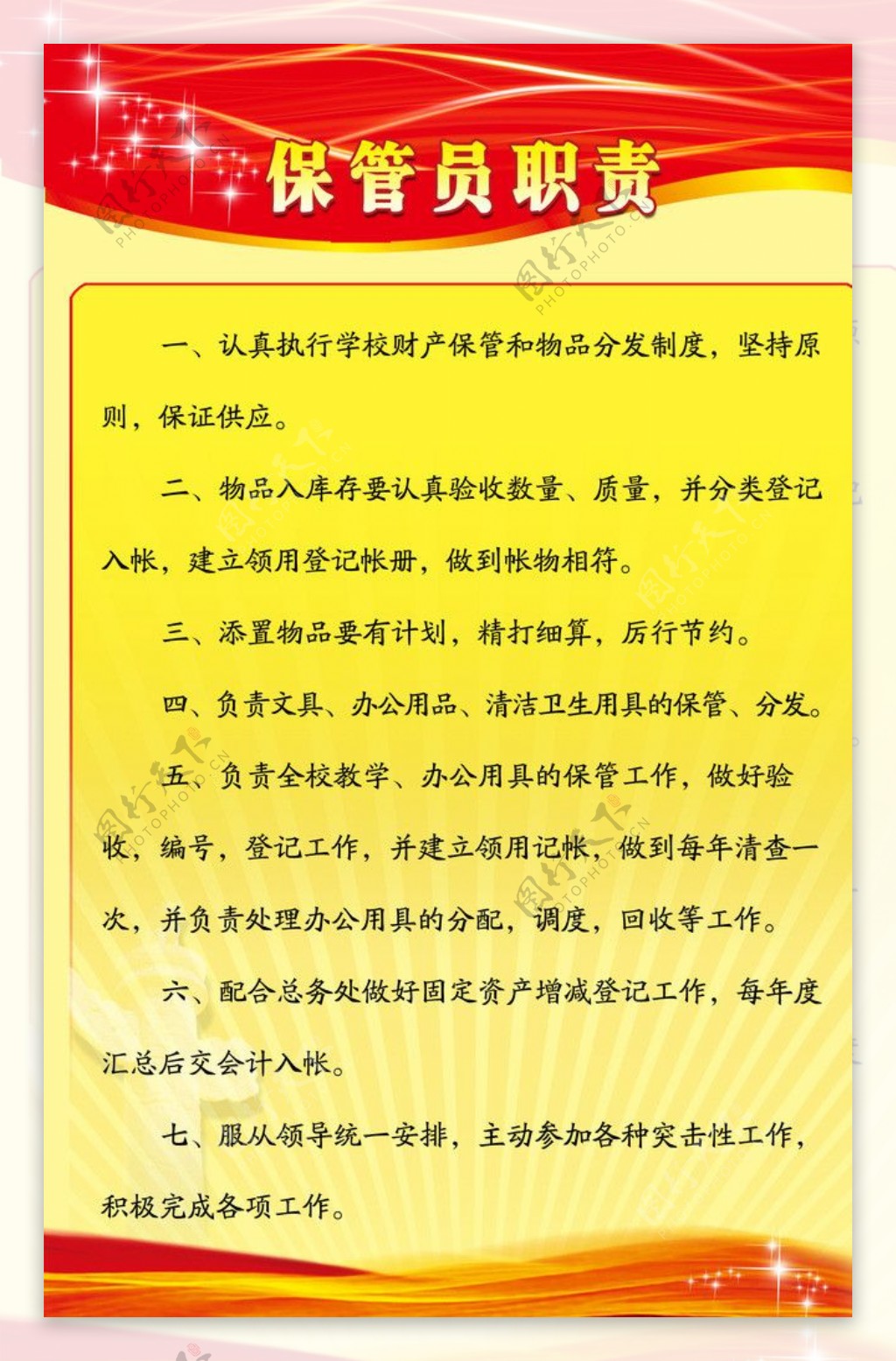 保管员职责制度牌图片