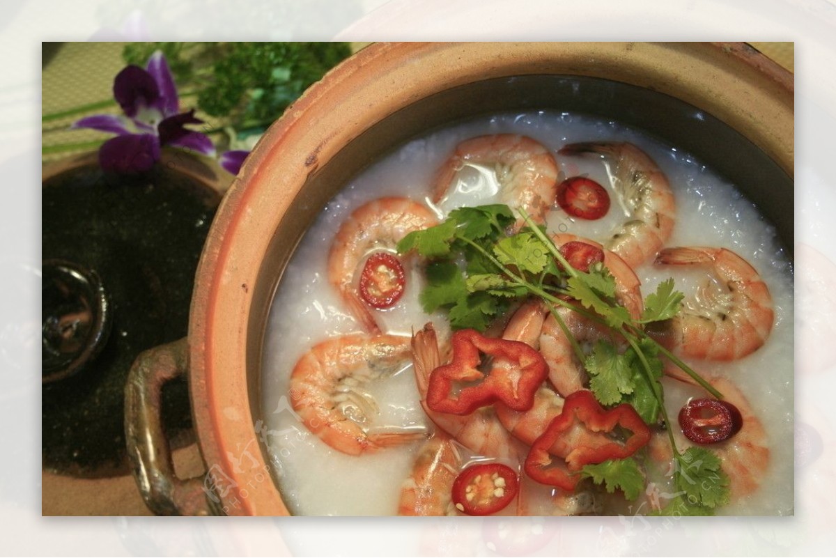 鲜虾沙锅粥图片