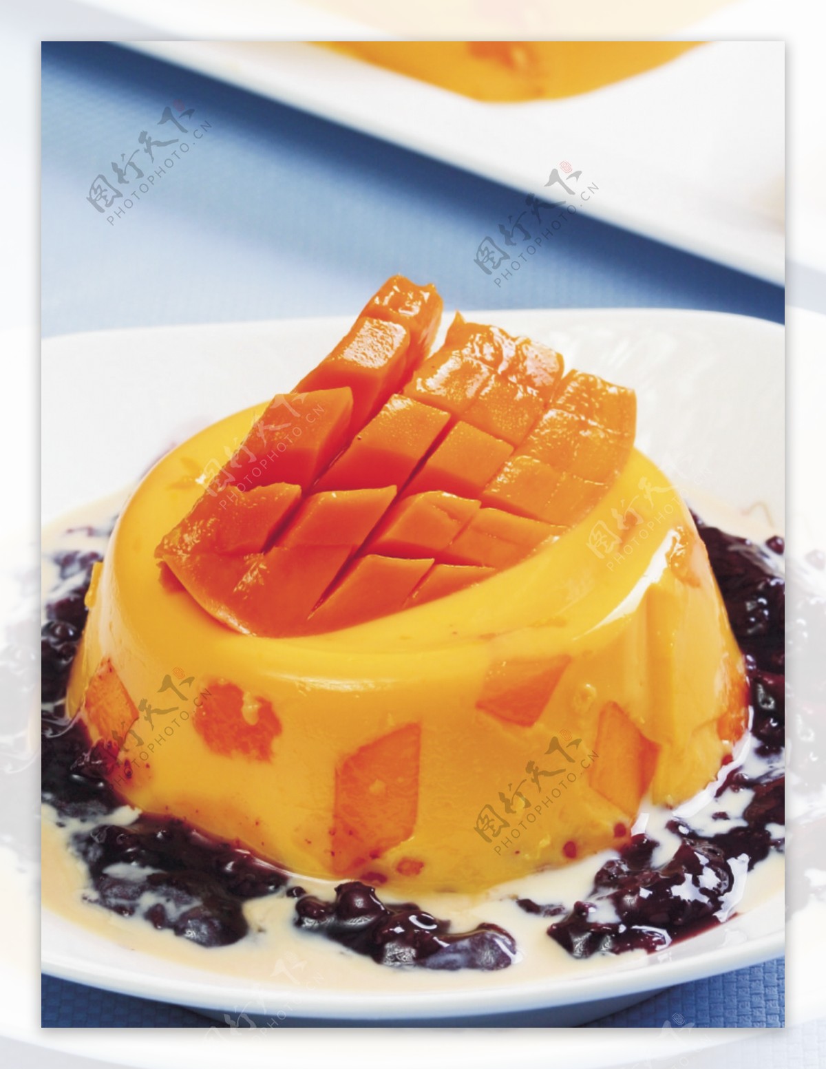 芒果布丁甜品图片