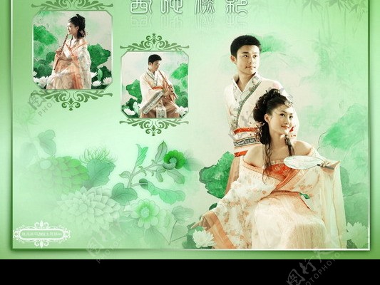 2008上海春季展会魅派数码婚纱PSD分层模板虞美人图片