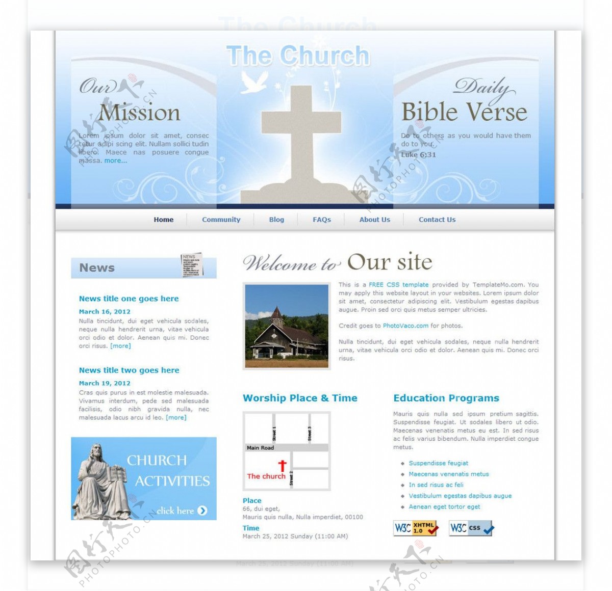 教堂网站模版图片