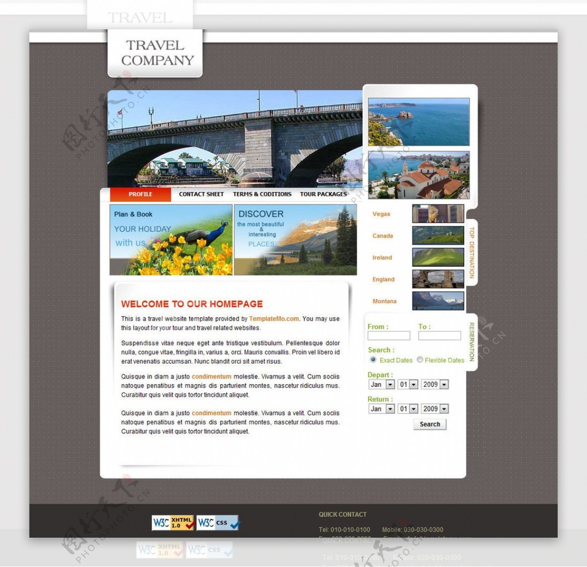 旅行社网站模版图片