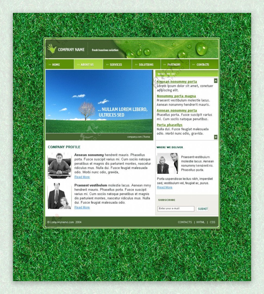网页模板绿色自然清新健物科技绿草地图片