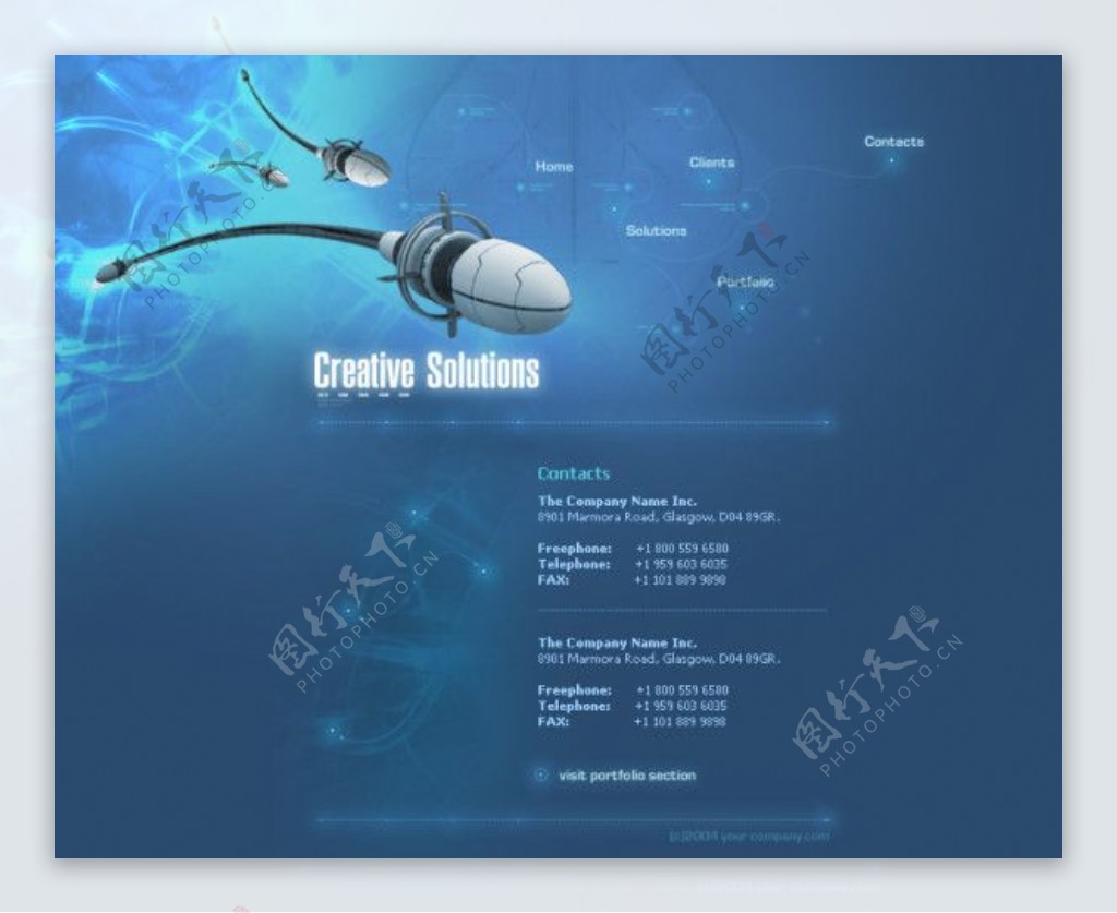 科技公司网页设计模板PSD分层图片
