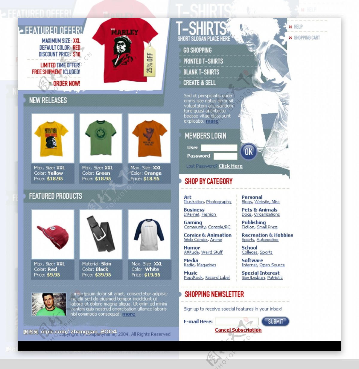 欧美时尚男装购物网站PSD模版图片
