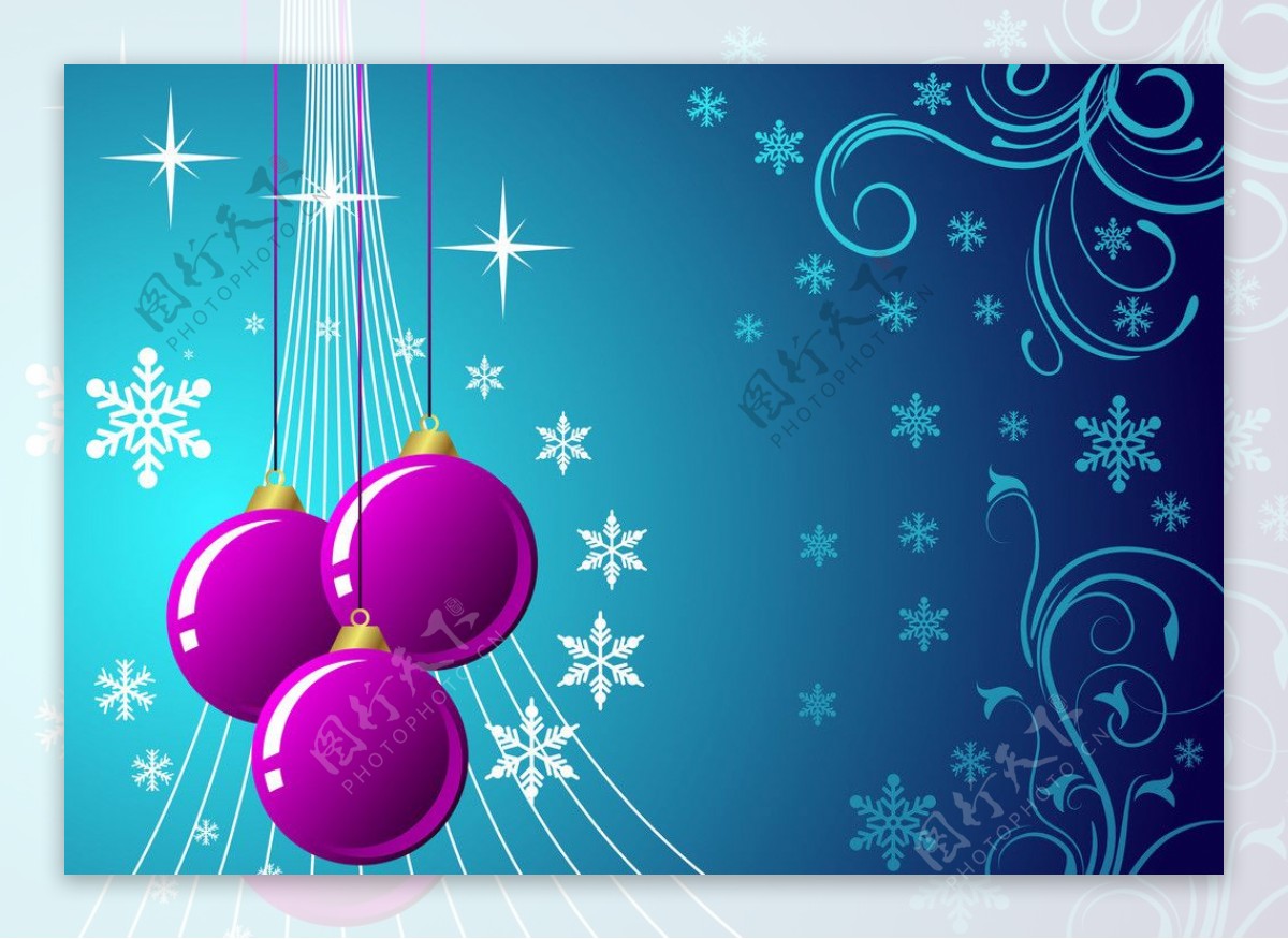 圣诞紫色彩球图片