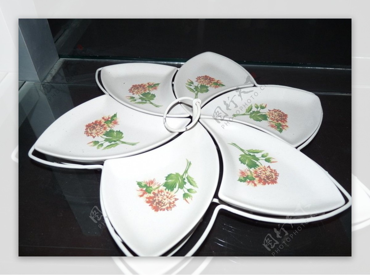 福建德化瓷器六叶冷餐盆图片