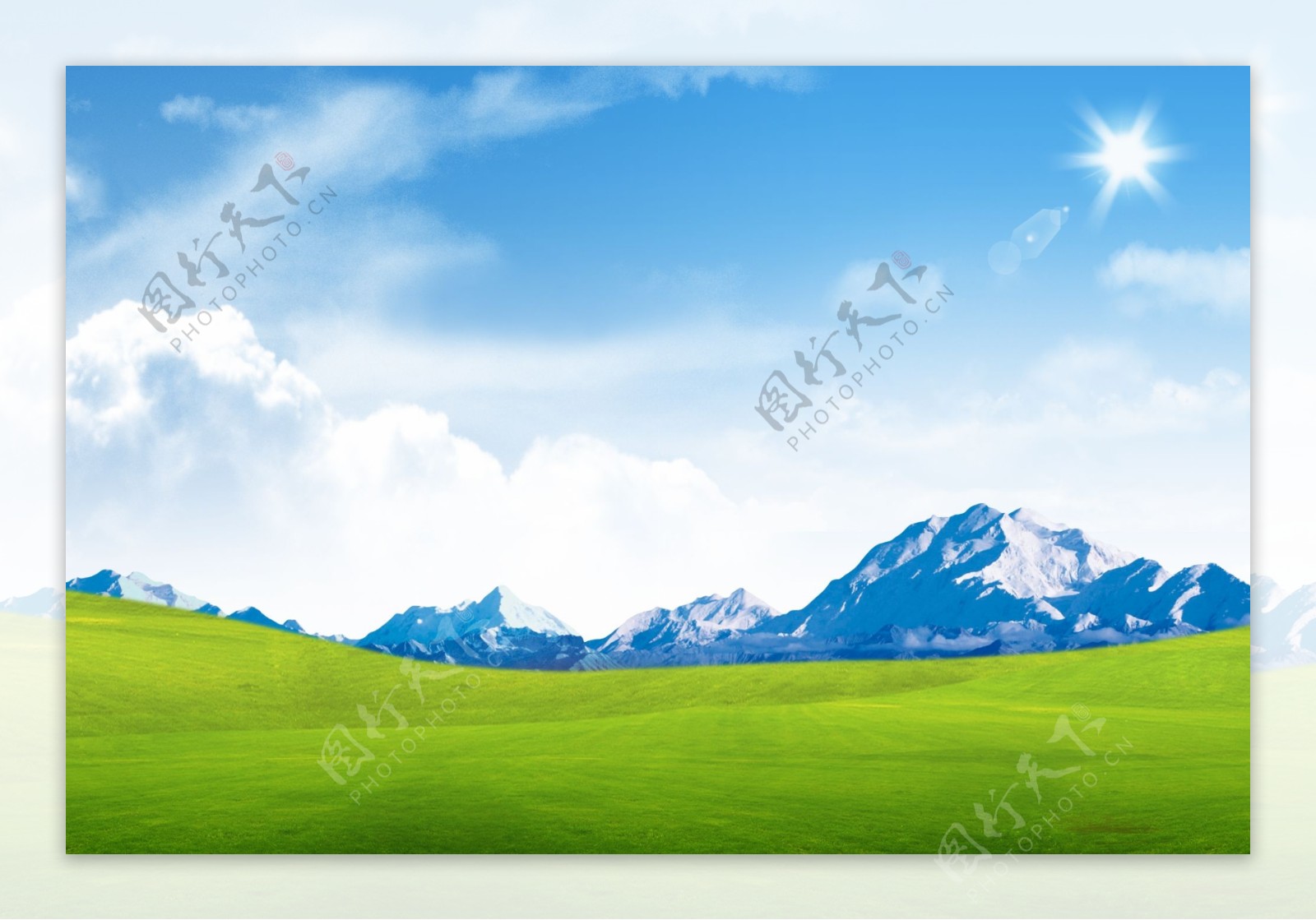 雪山蓝天白云图片