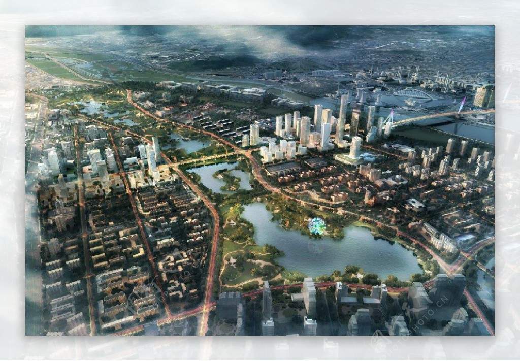 城市规划鸟瞰效果图图片