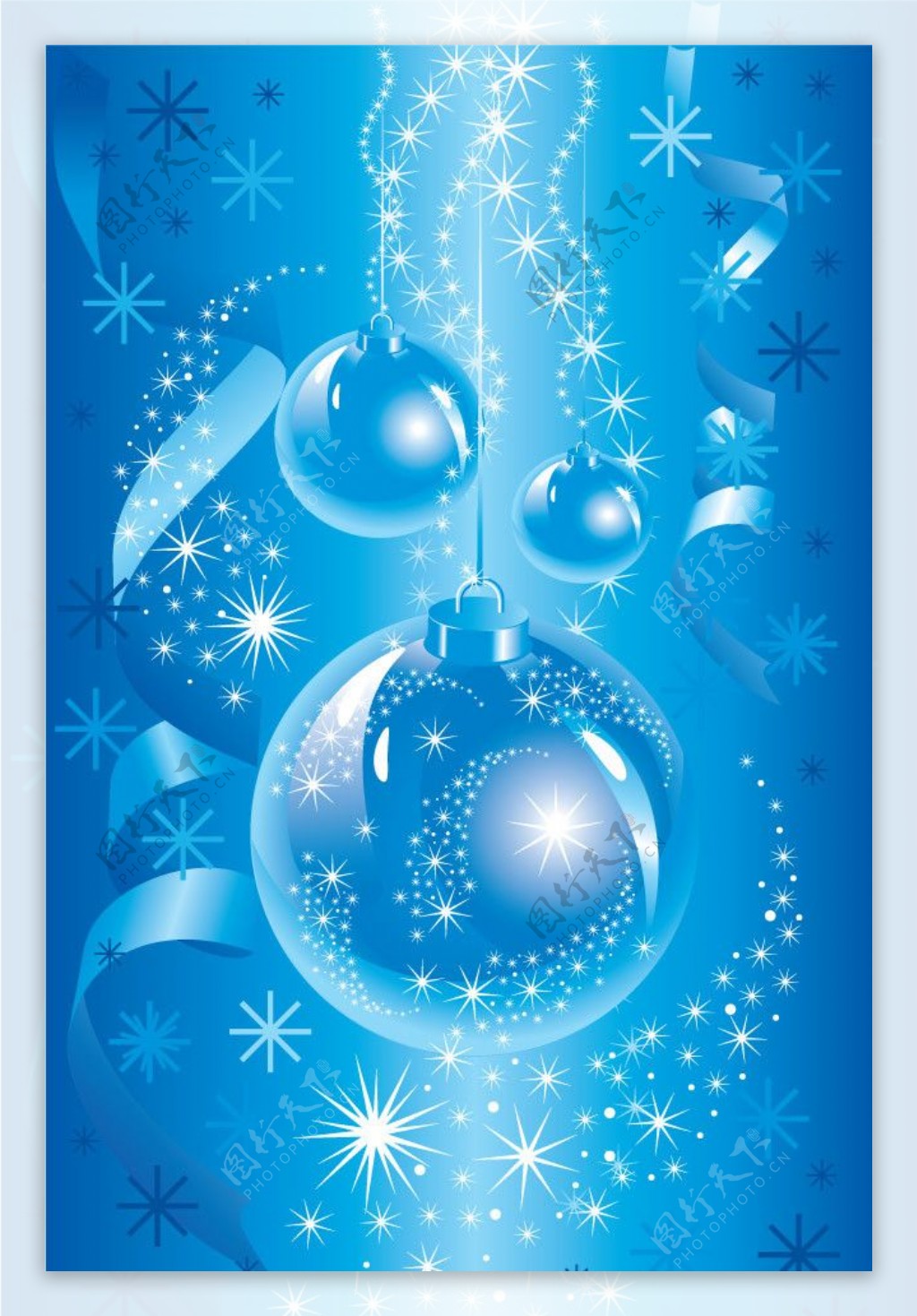 蓝色圣诞球圣诞背景图片