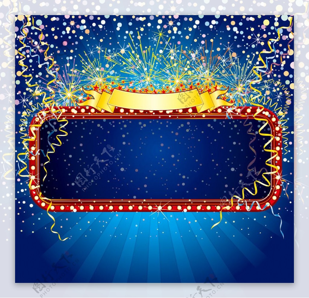 节日贺卡背景节日素材圣诞背景丝带彩色纸带星光图片