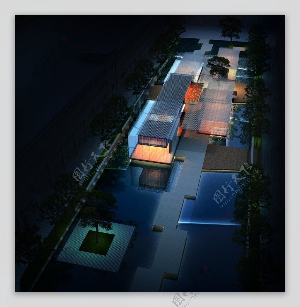 商业区夜景效果图图片