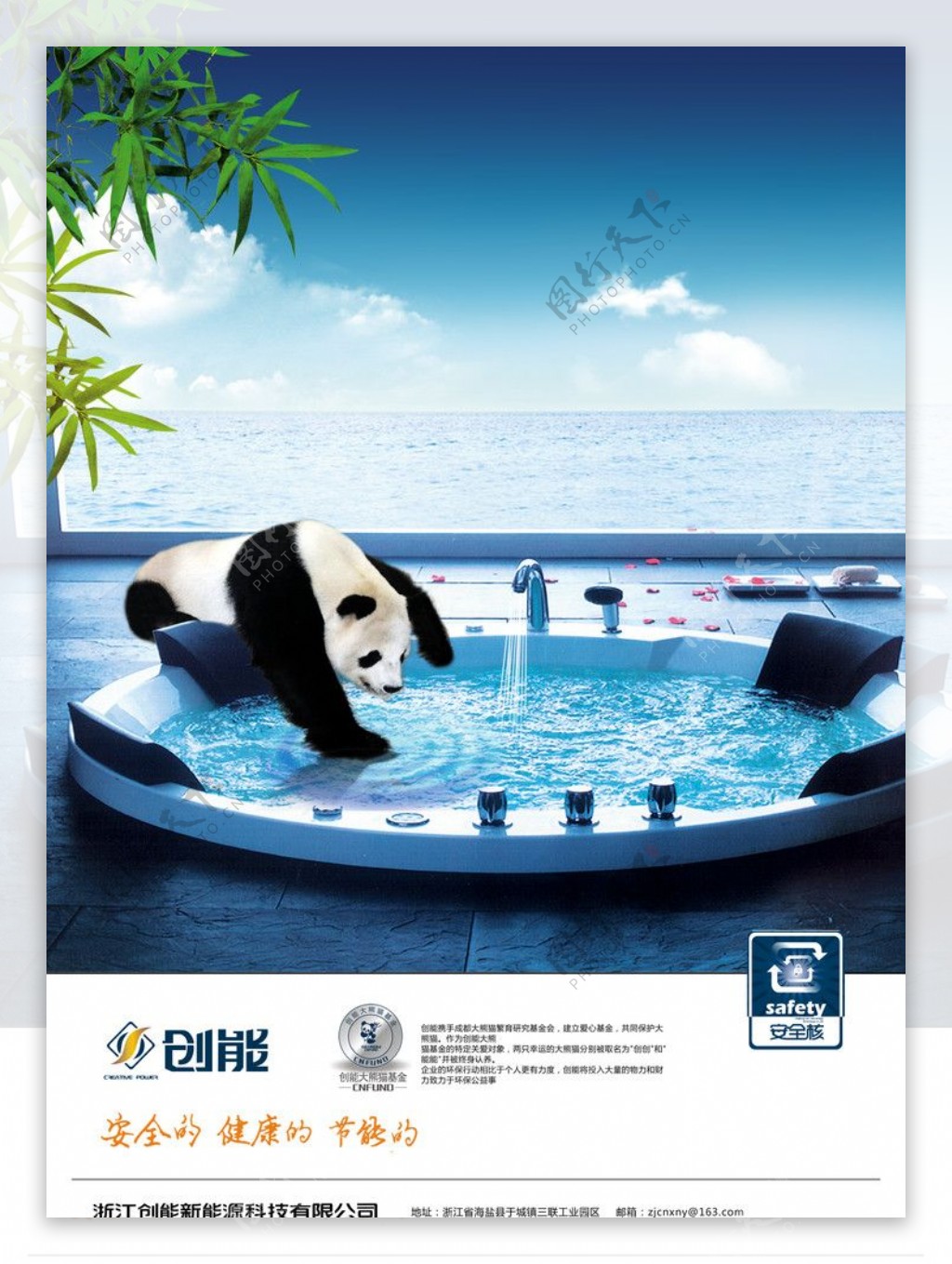 熊猫戏水创能图片