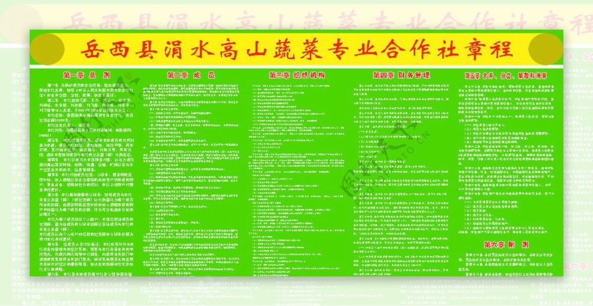 岳西县涓水高山蔬菜专业合作社章程图片