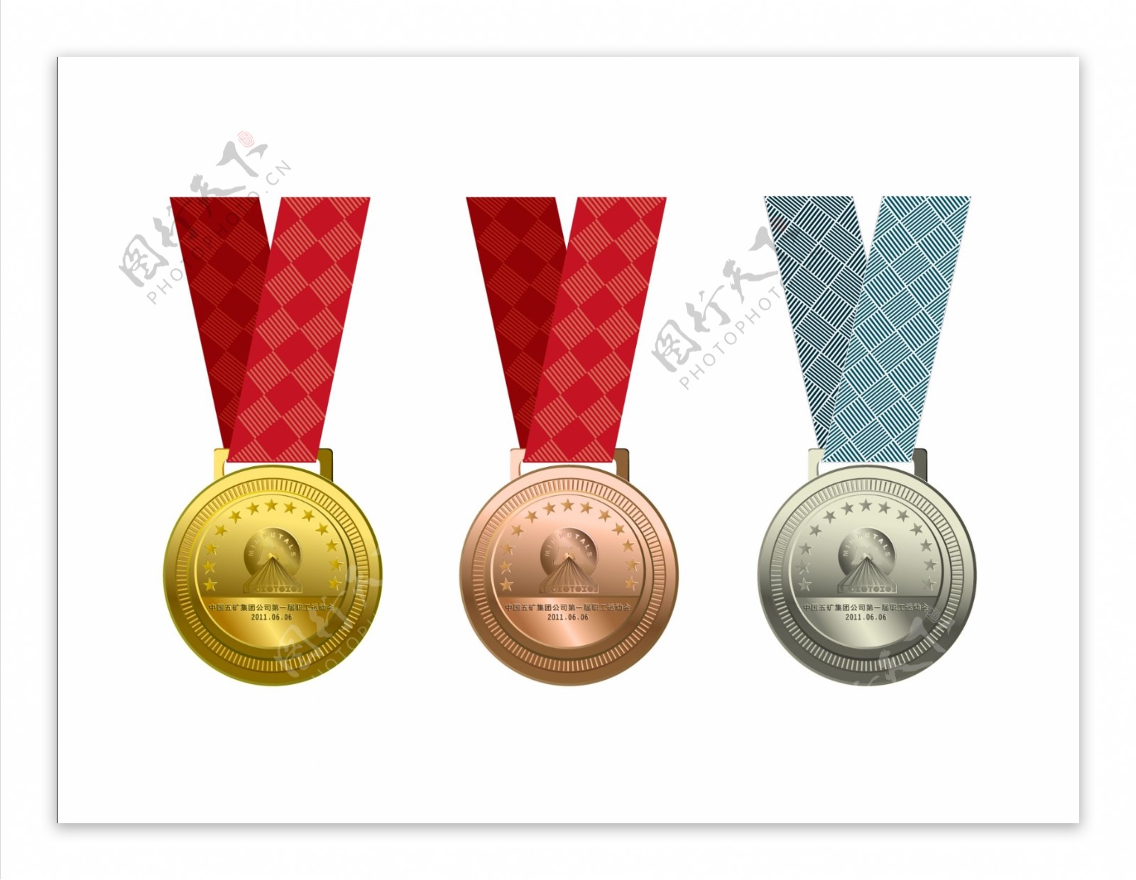 金银铜质感奖牌及挂带图片