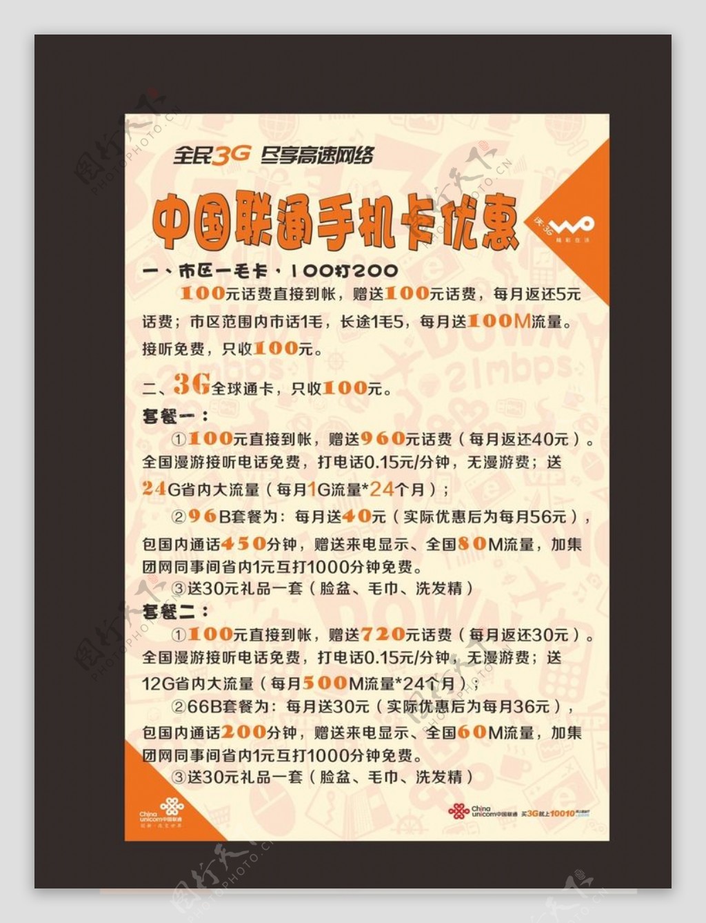 中国联通手机卡优惠图片