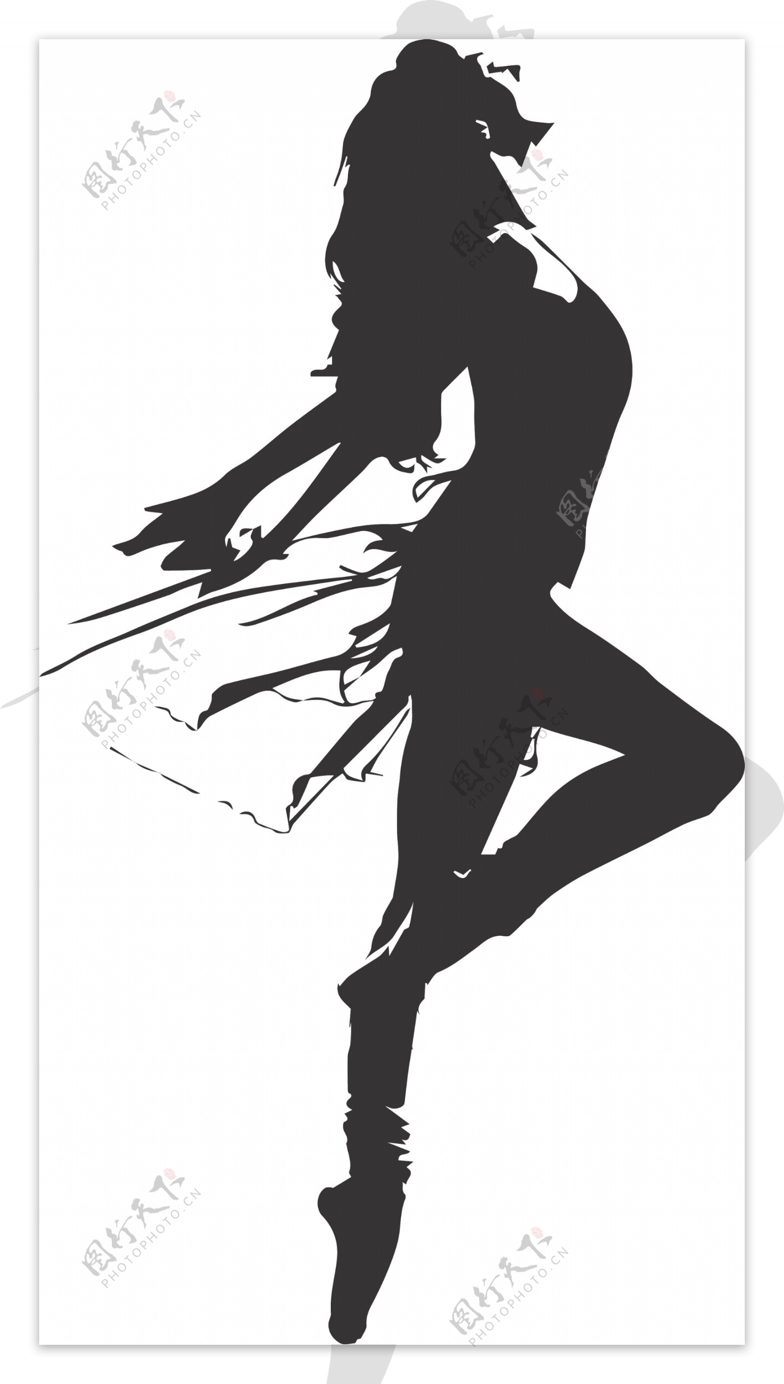 女性跳舞剪影矢量图图片