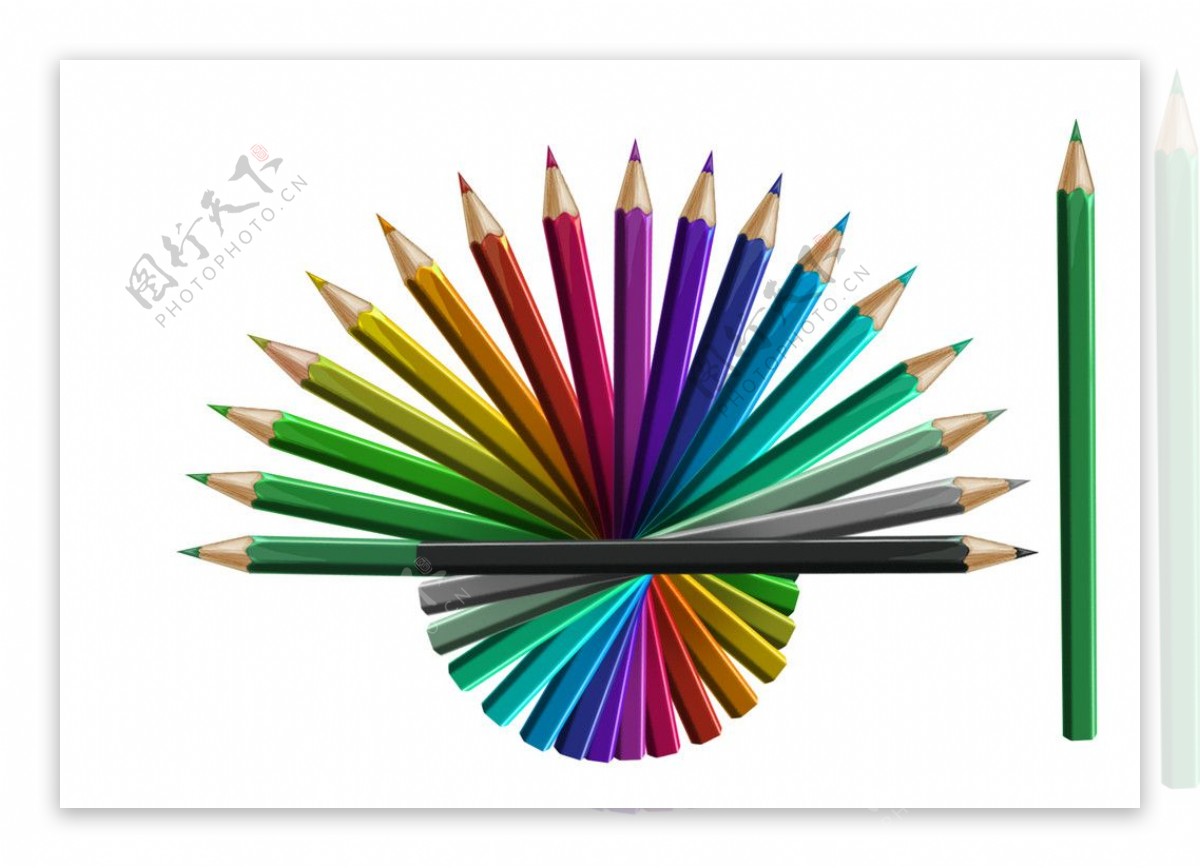 炫丽色彩组合铅笔矢量图图片