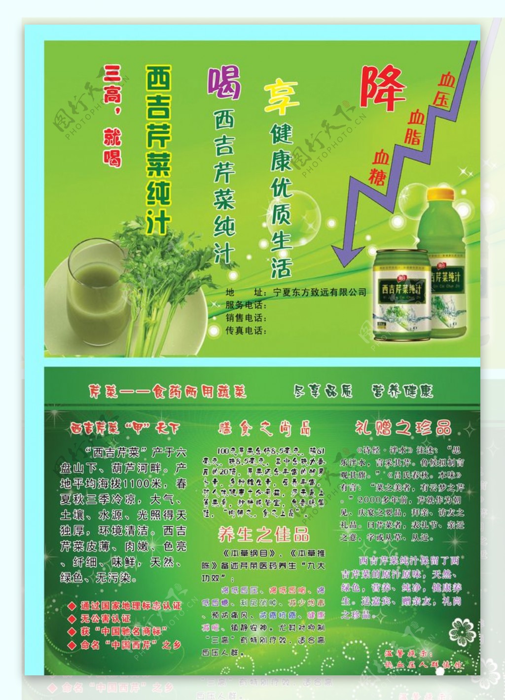 西吉芹菜纯汁宣传单图片
