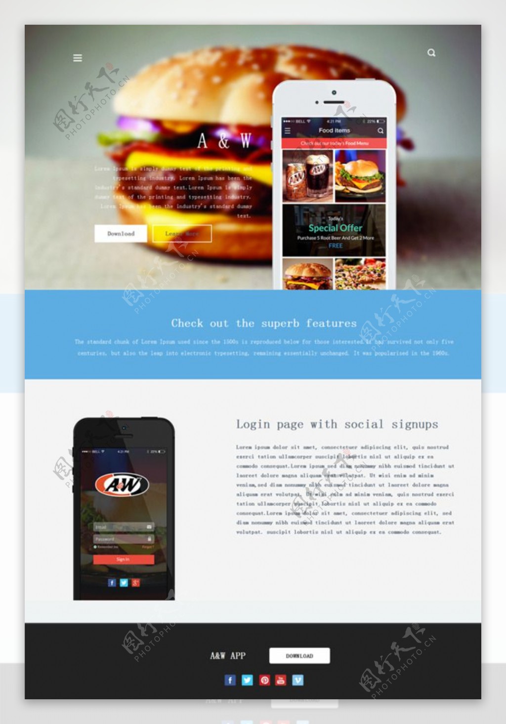 手机订餐网站模板图片