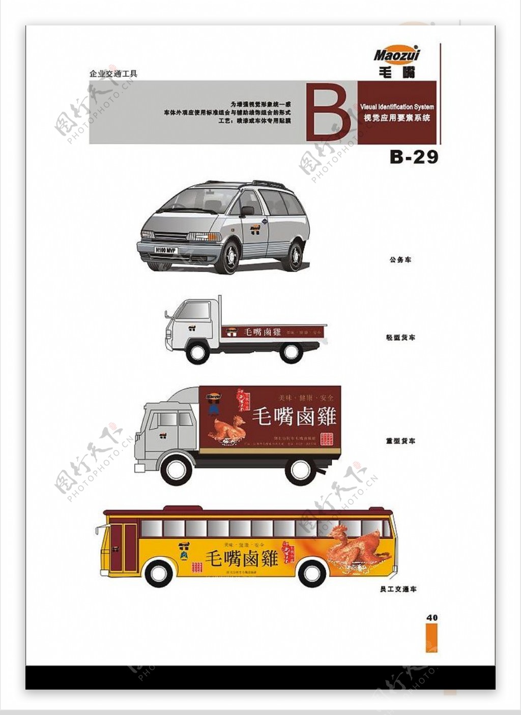 毛嘴卤鸡交通工具VI图片