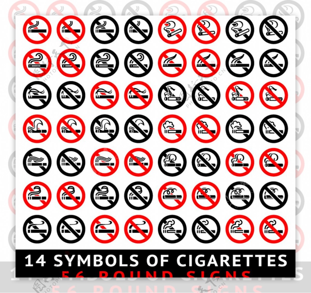 56款禁烟标贴设计矢量图片