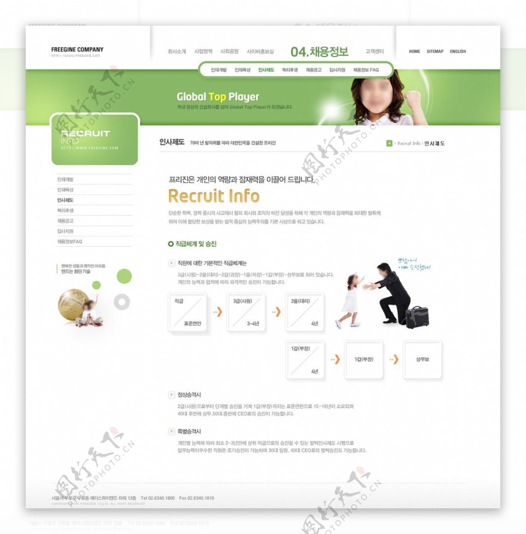 绿色简洁韩国网页模版图片