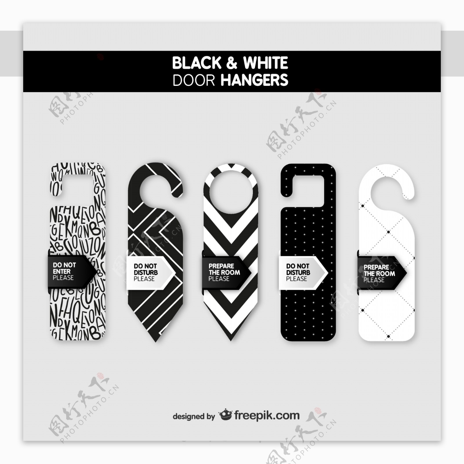 时尚黑白色门挂牌设计素材图片