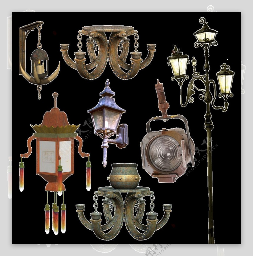 古典灯具PSD素材图片