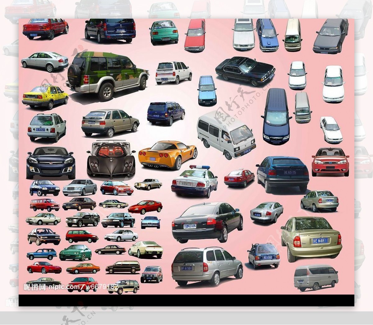 60多款汽车俯瞰后视正面PSD分层素材图片