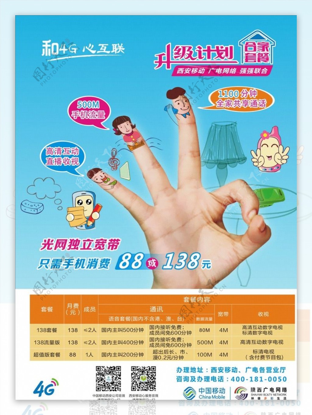 中国移动广电网络合家套餐海报图片
