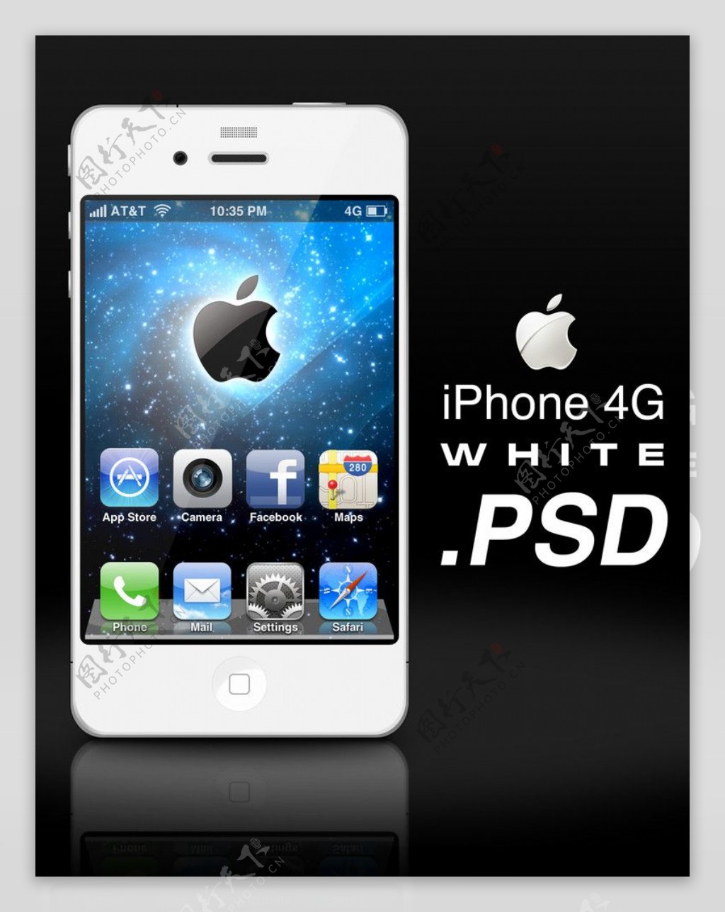 白色苹果iPhone4G手机图片